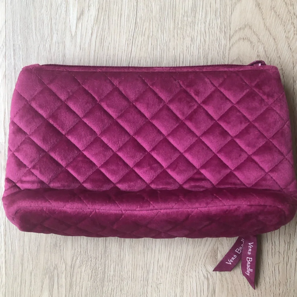 Vera Bradley Compact Organizer Majestic Magenta Velvet Pouch VGUC